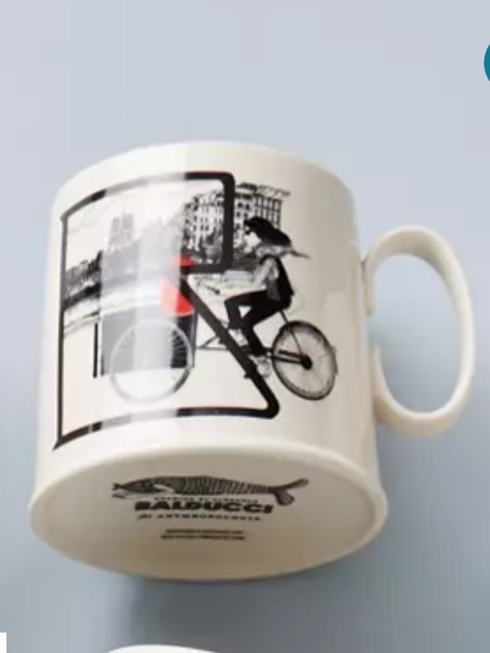 Anthropologie Florence Balducci Monogram B Girl On A Bike - Ceramic Coffee Cup
